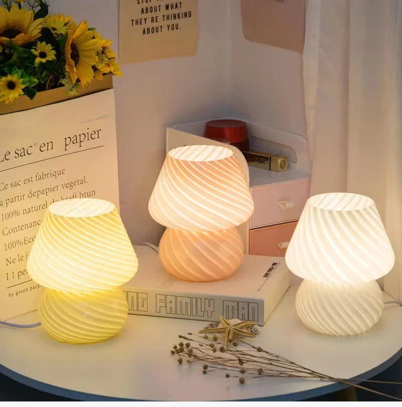 Swirl Glass Mushroom Lamp