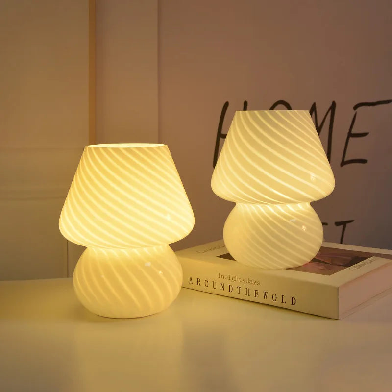 Swirl Glass Mushroom Lamp