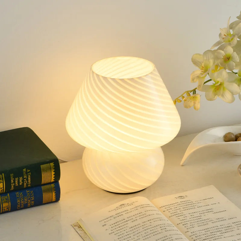 Swirl Glass Mushroom Lamp